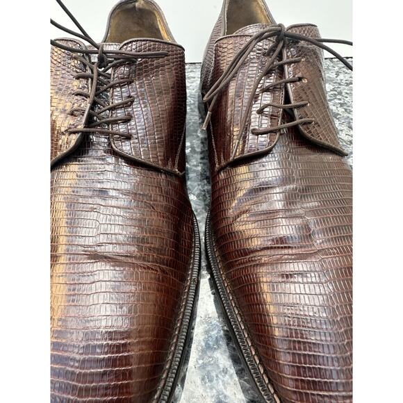 Belvedere Men\'s Dress Shoes, Lizard Leather Brown, Size 12 main image 14